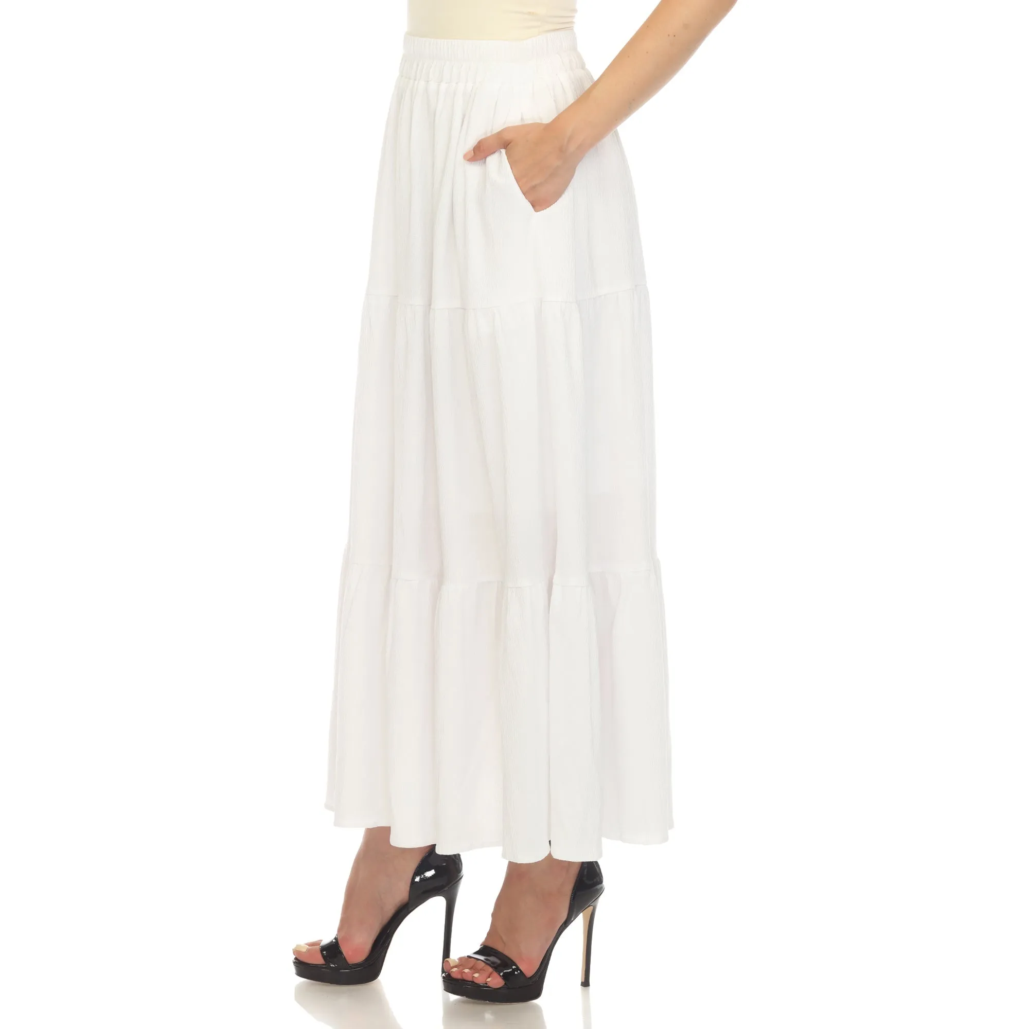 Pleated Tiered Maxi Skirt