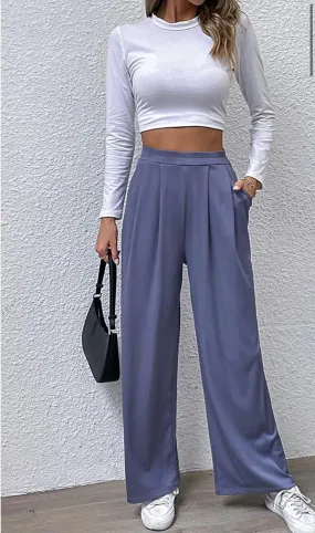 Pleated wide leg pant