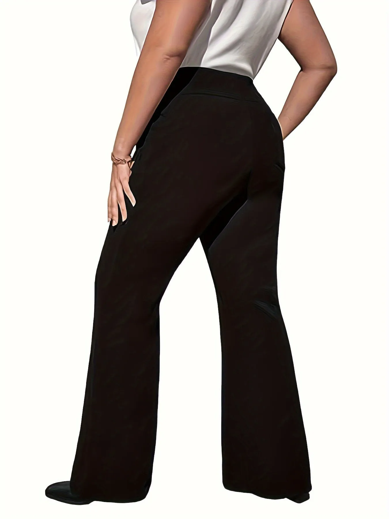 Plus Size Solid Flared Leg Trousers - Elevate Your Style with Comfort and Functionality