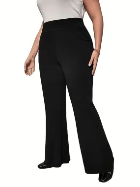 Plus Size Solid Flared Leg Trousers - Elevate Your Style with Comfort and Functionality