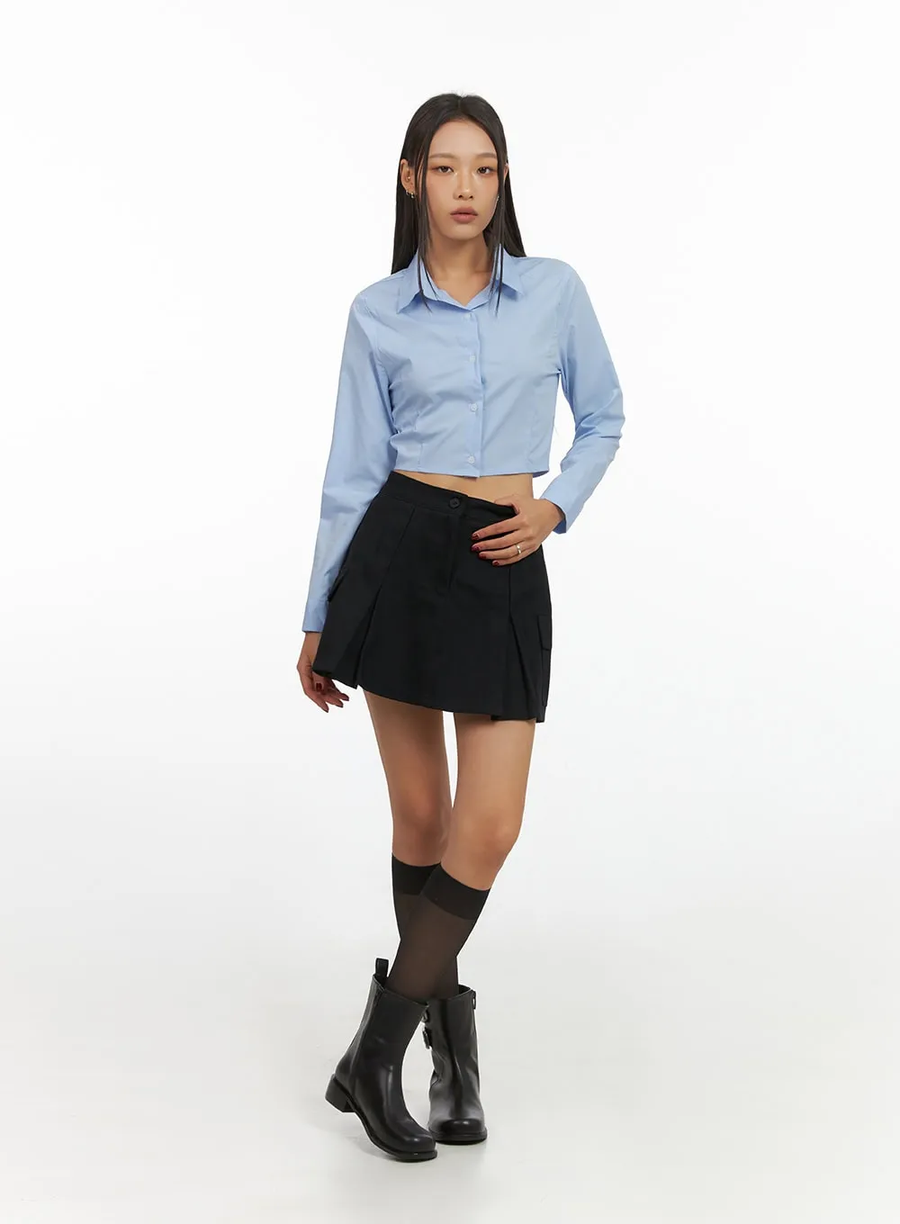 Pocket Pleated Cargo Mini Skirt IS427