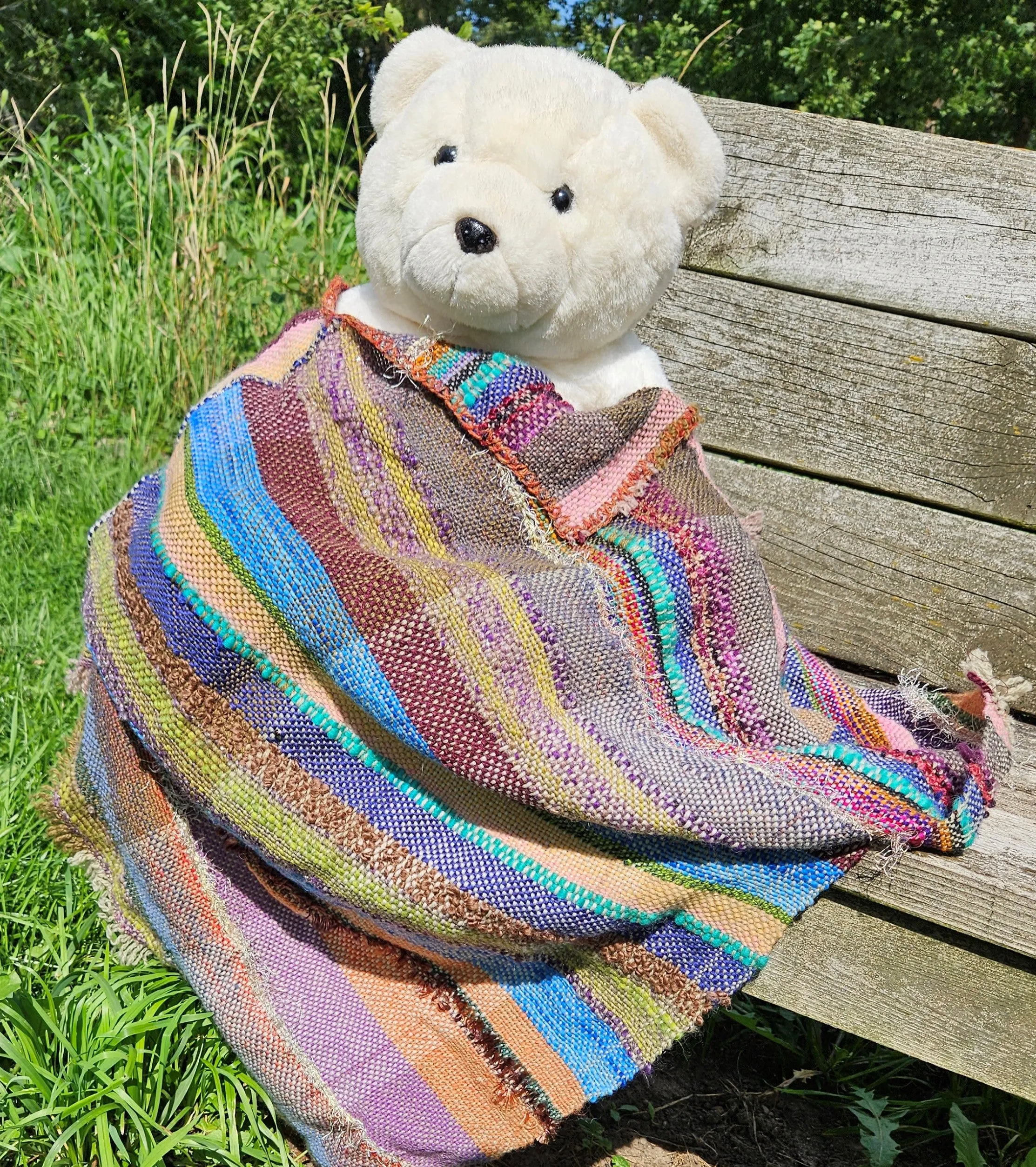 Poncho Handwoven Texture & Color Romney/ Silk - 30" x 23"