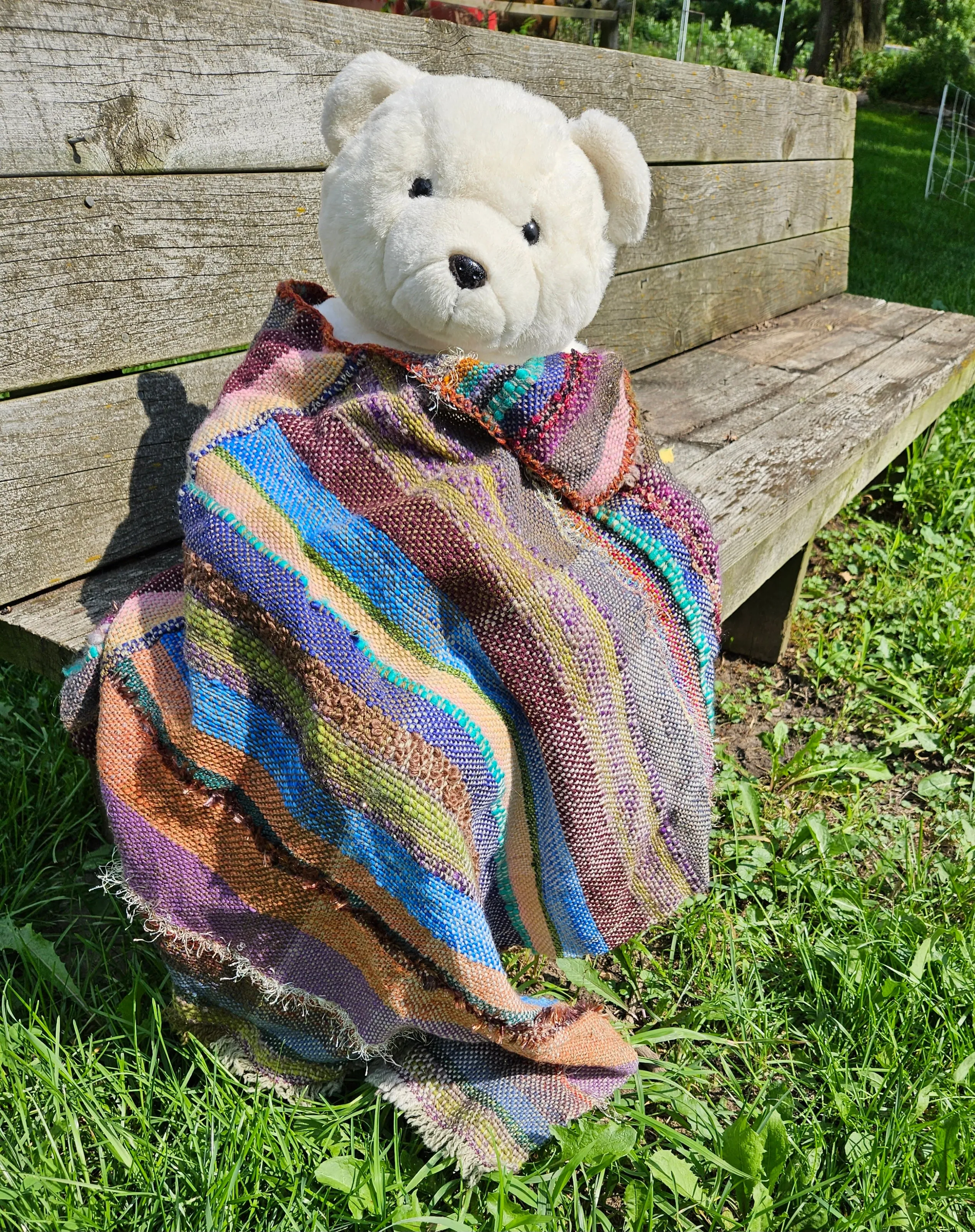 Poncho Handwoven Texture & Color Romney/ Silk - 30" x 23"