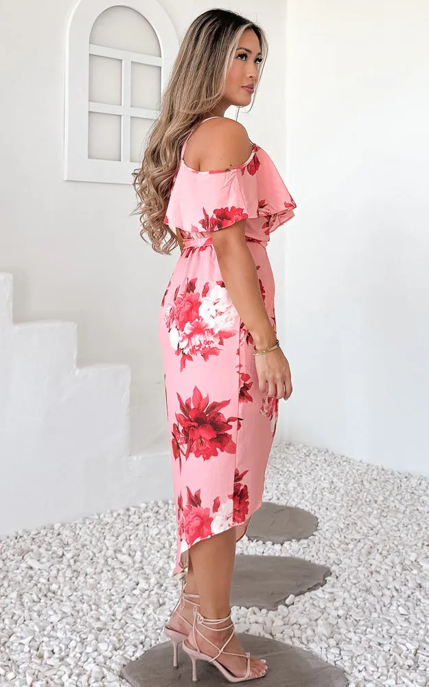 Portia Midi Dress - Rose Pink Floral