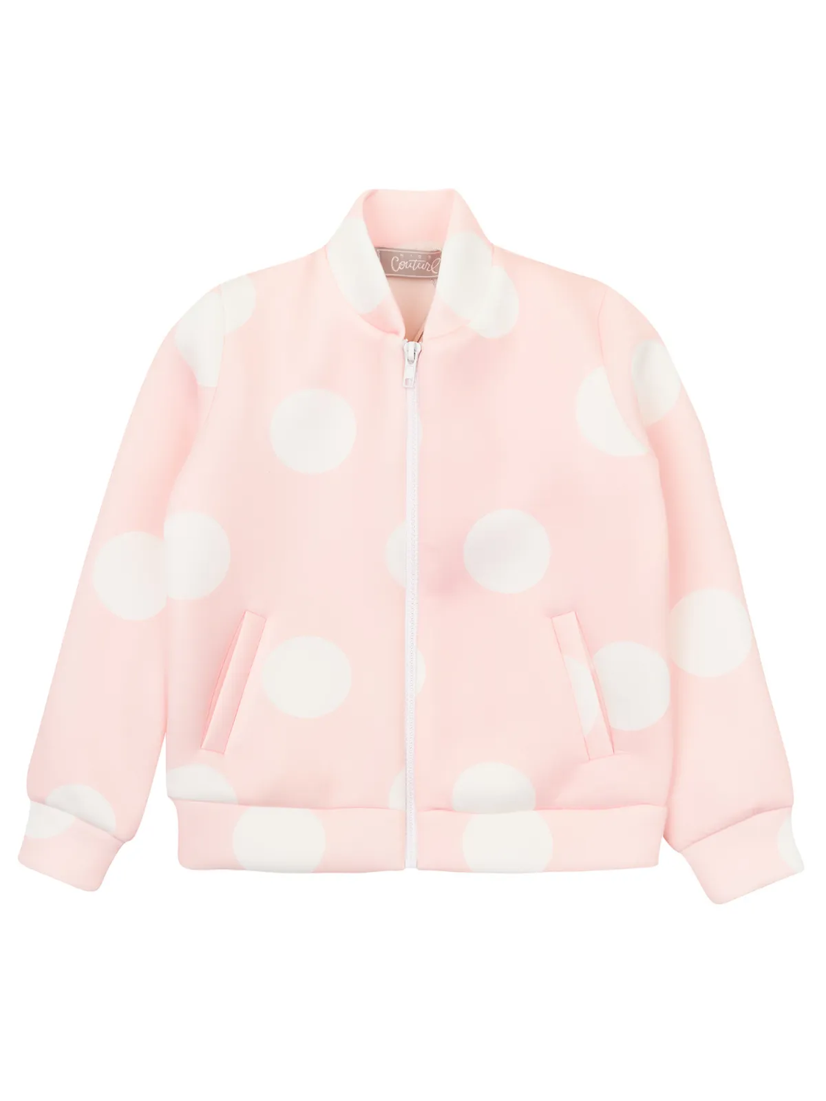 Posh Polka Dot Neoprene Bomber Jacket by Kids Couture