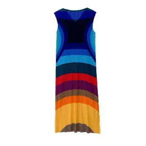 Pre Order:  Pleated Color Blocking Slim Fit Vest Dress