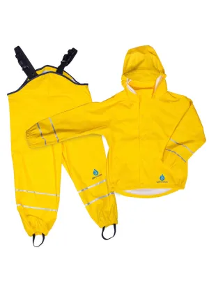 PU Splash Yellow Jacket & Dungaree Set