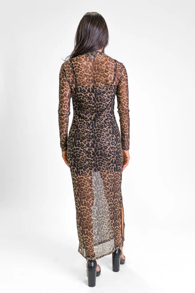 Quick Turn Around Leopard Mesh Overlay Dress