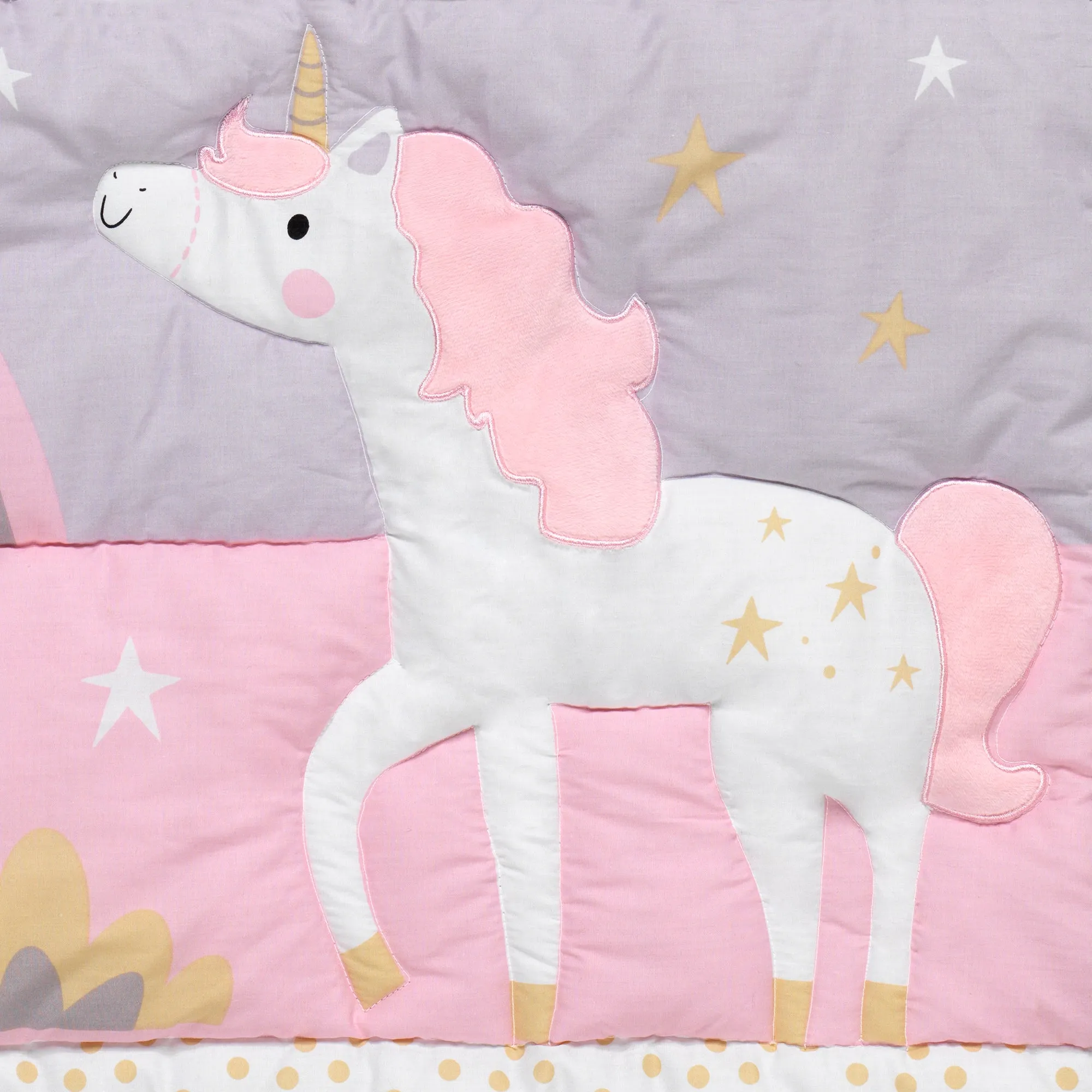 Rainbow Unicorn 4-Piece Crib Bedding Set