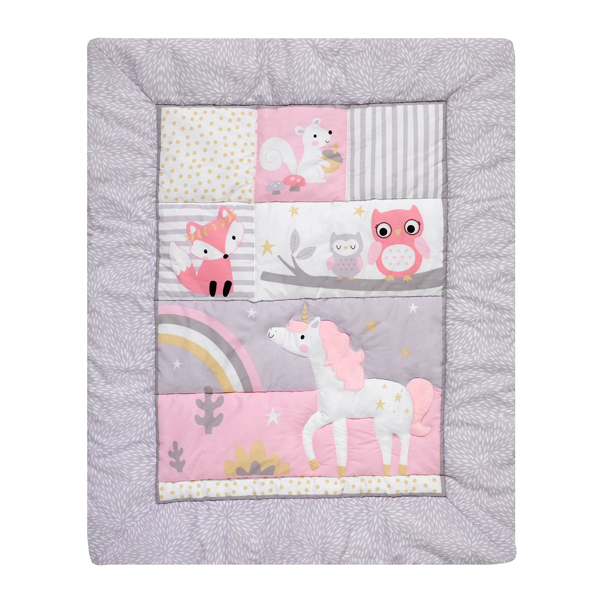 Rainbow Unicorn 4-Piece Crib Bedding Set