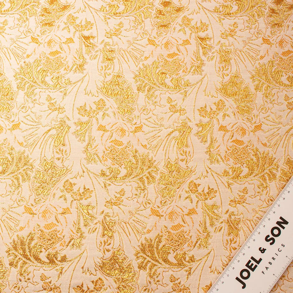 Rich Gold Floral Ivory Metallic Cloqué