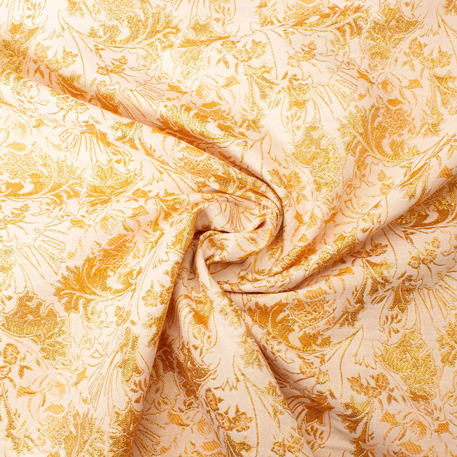 Rich Gold Floral Ivory Metallic Cloqué