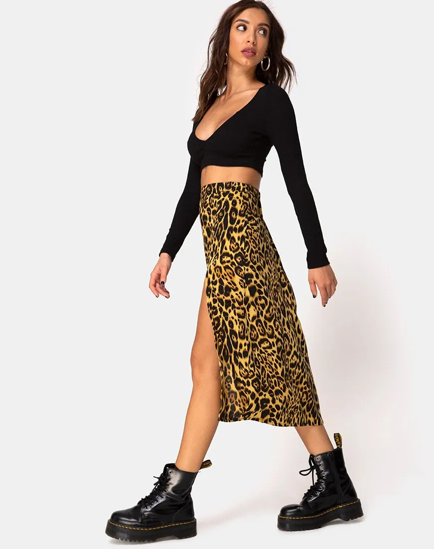 Saika Midi Skirt in Leopard