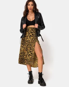 Saika Midi Skirt in Leopard