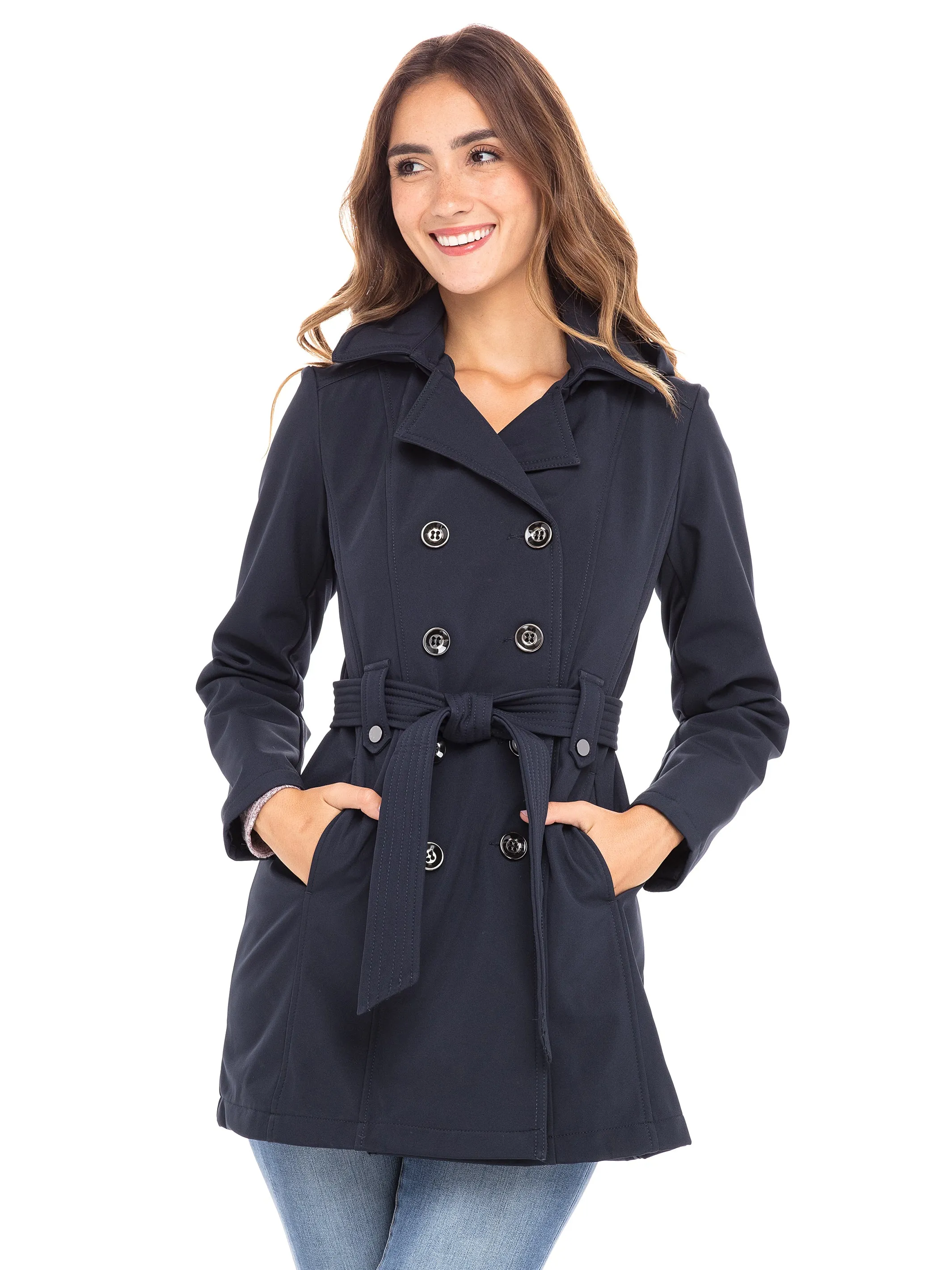 Sebby Collection Women's Softshell Trench Coat