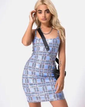 Seleh Bodycon Dress in 90's Check with Clear Sequin