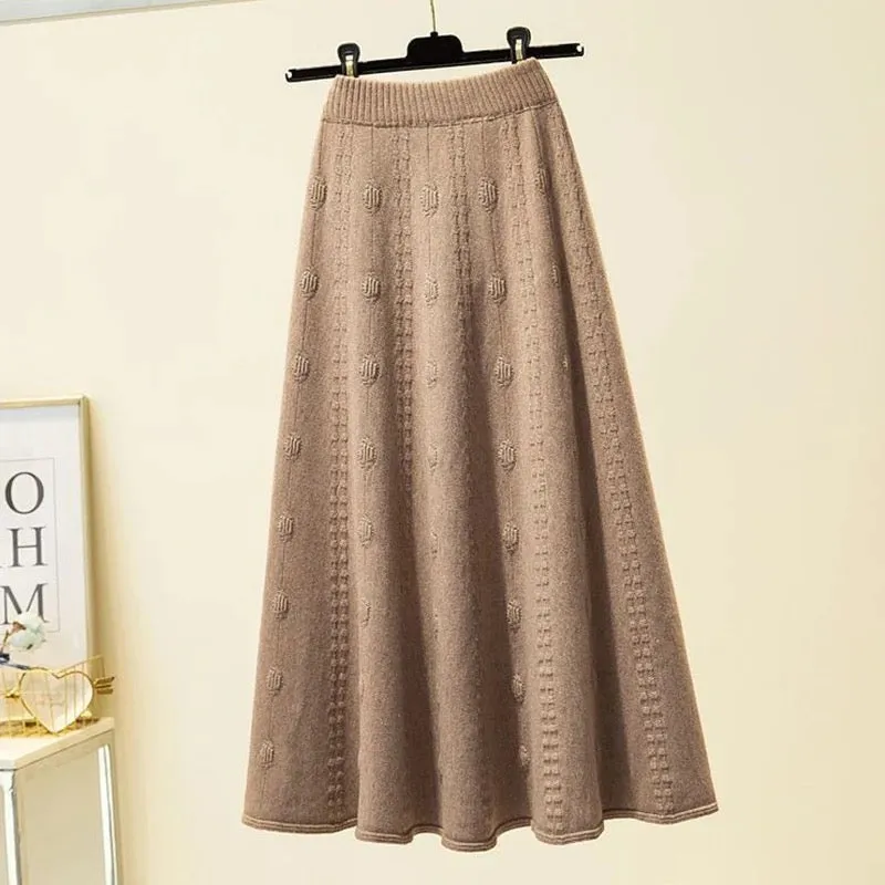 Semeah Statement Woolen Pleated Skirt