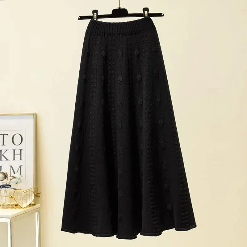 Semeah Statement Woolen Pleated Skirt