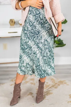 Send Me Love Green Snake Print Skirt