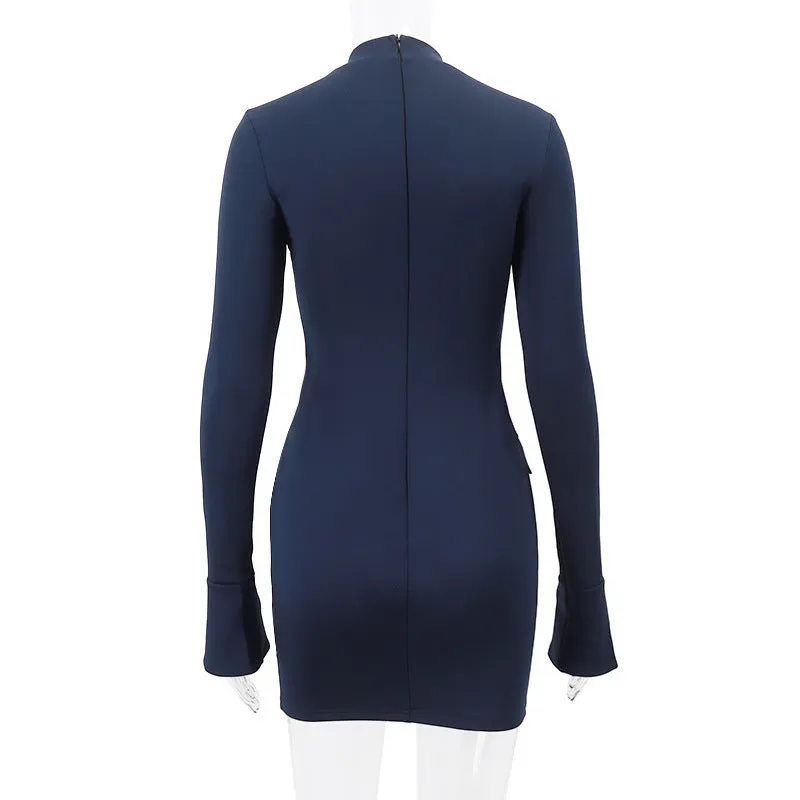 Sexy Round Neck Elegant Slim Fit Long Sleeved Hip Dress