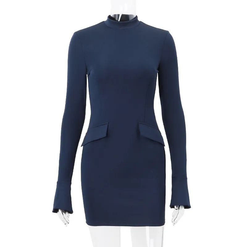 Sexy Round Neck Elegant Slim Fit Long Sleeved Hip Dress