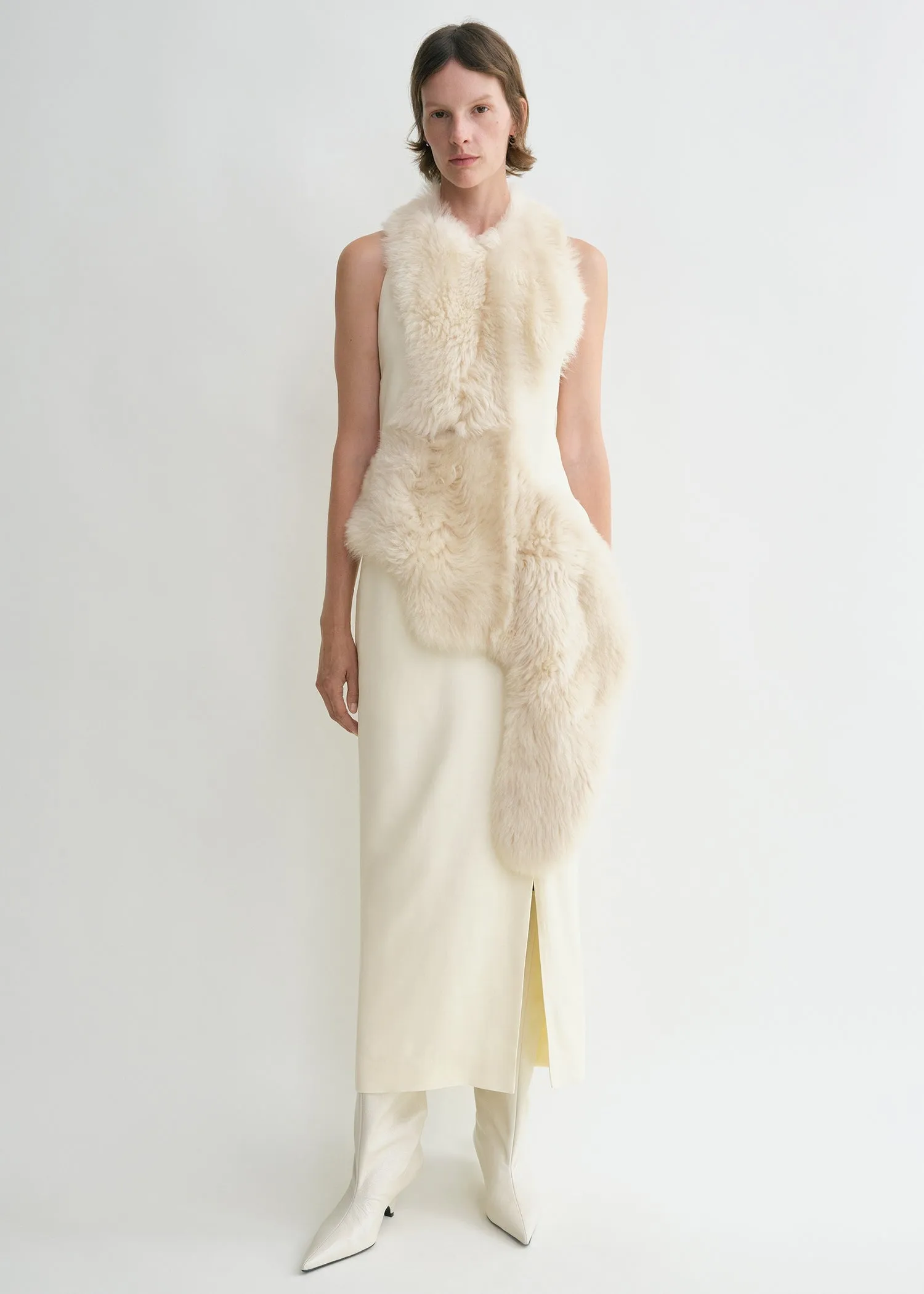 Shearling appliqué dress macadamia