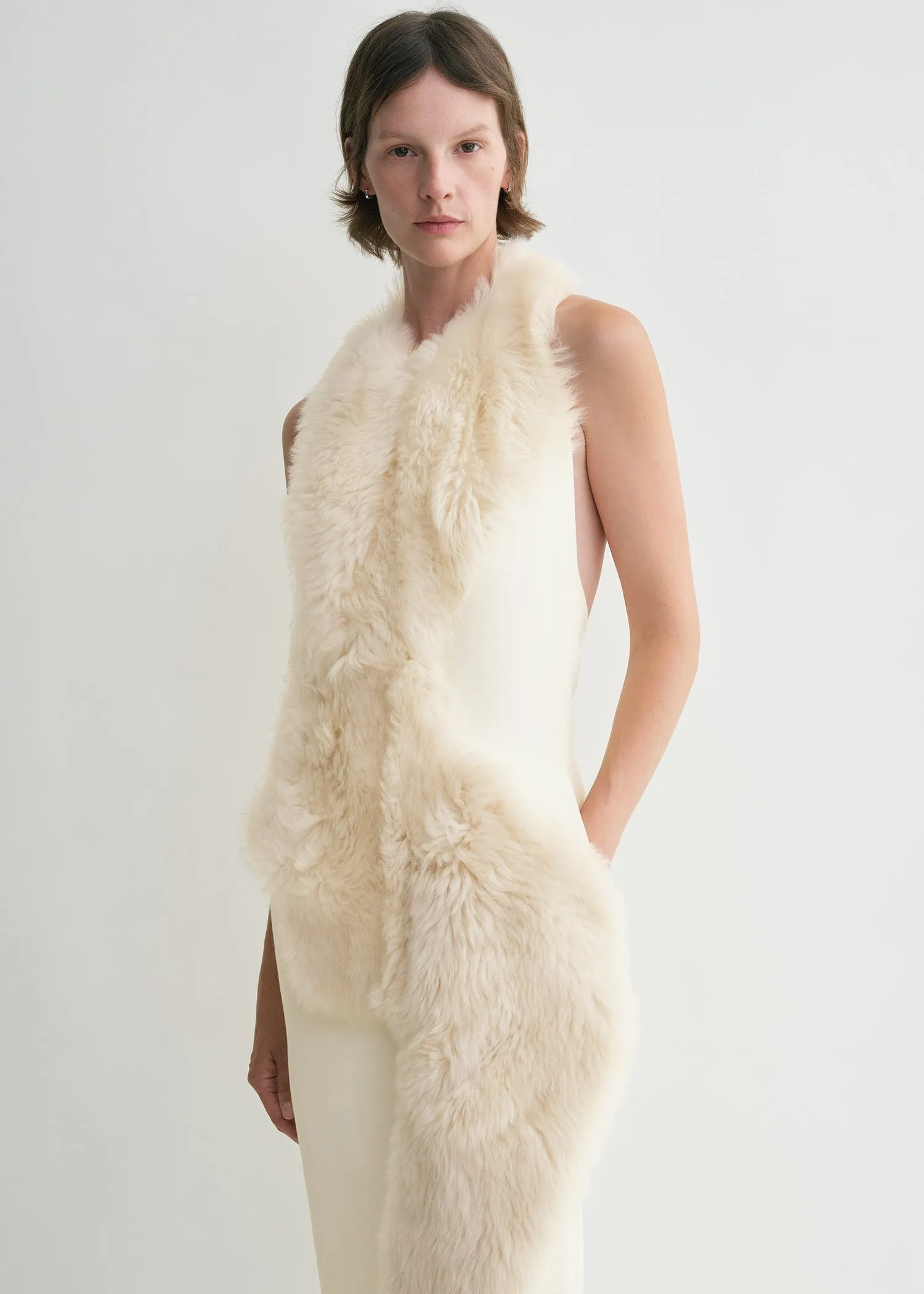 Shearling appliqué dress macadamia