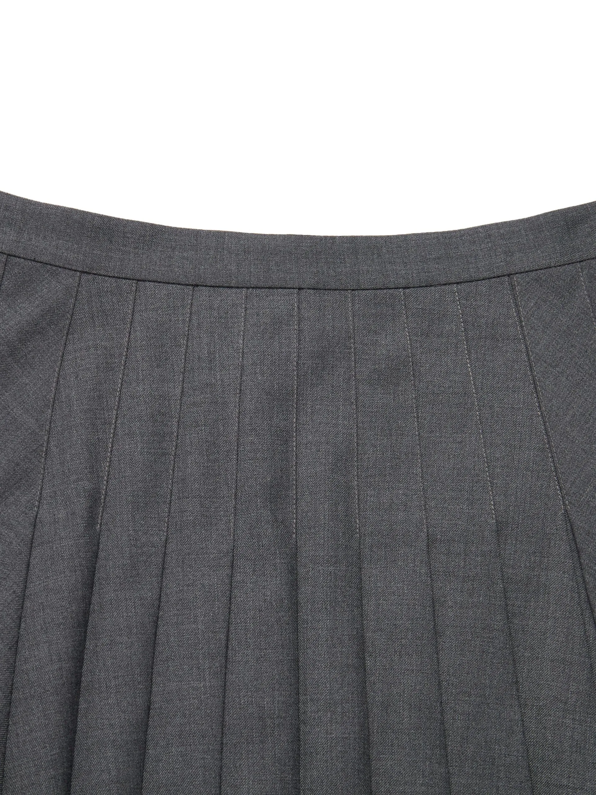 Side Slit Irregular Hem Pleated Skirt