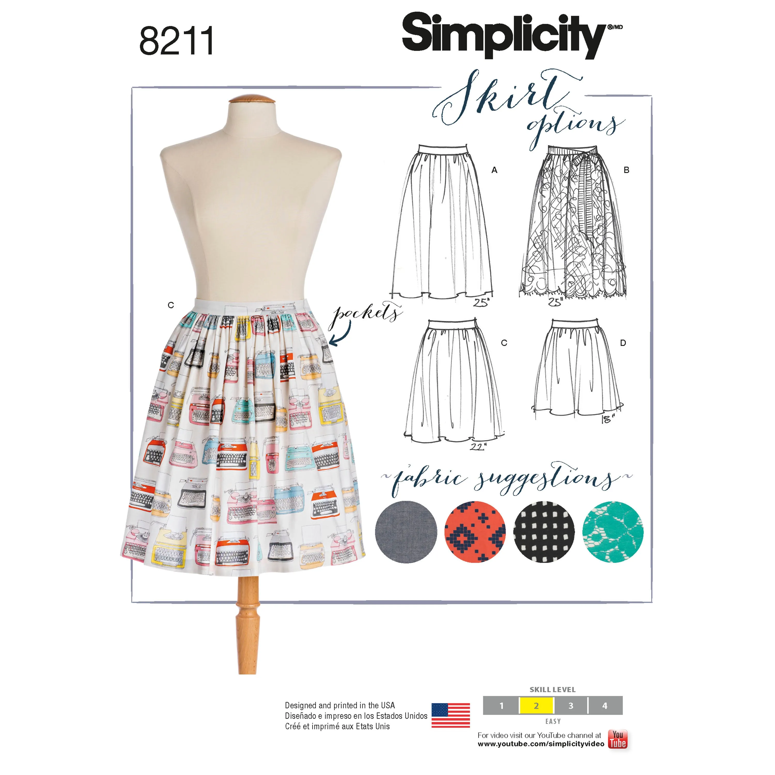 Simplicity Pattern 8211  Women's Dirndl Skirts in Three Lengths