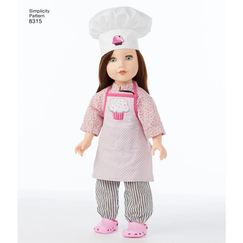 Simplicity Pattern S8315 18" Chef Doll Clothes