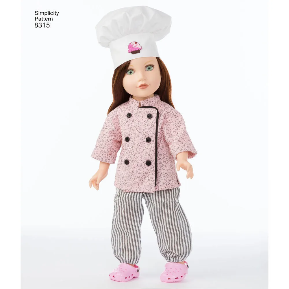 Simplicity Pattern S8315 18" Chef Doll Clothes