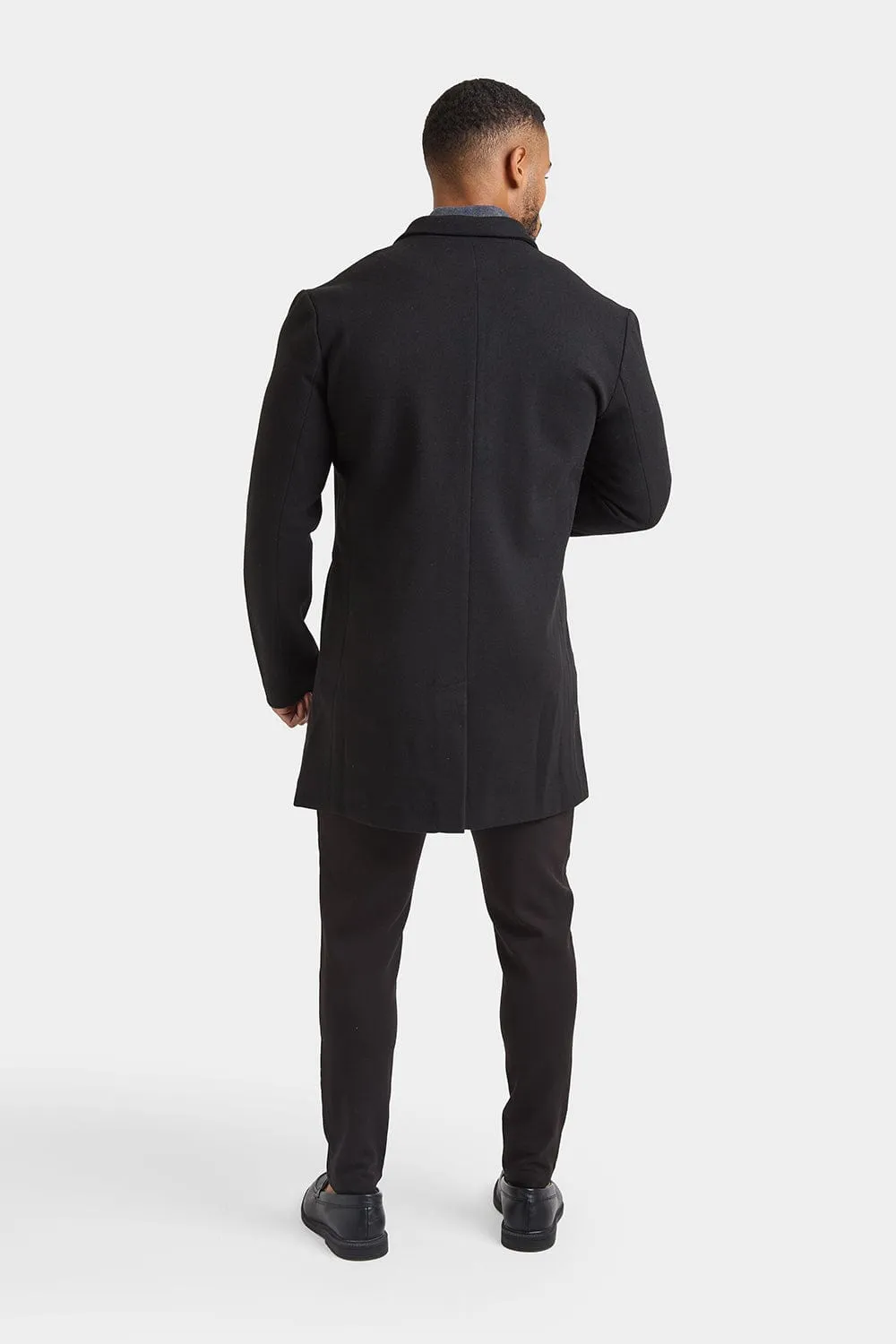 Single Breasted Overcoat in Black