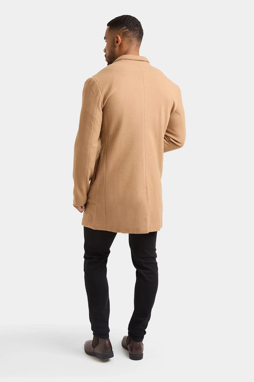 Single Breasted Overcoat in Camel