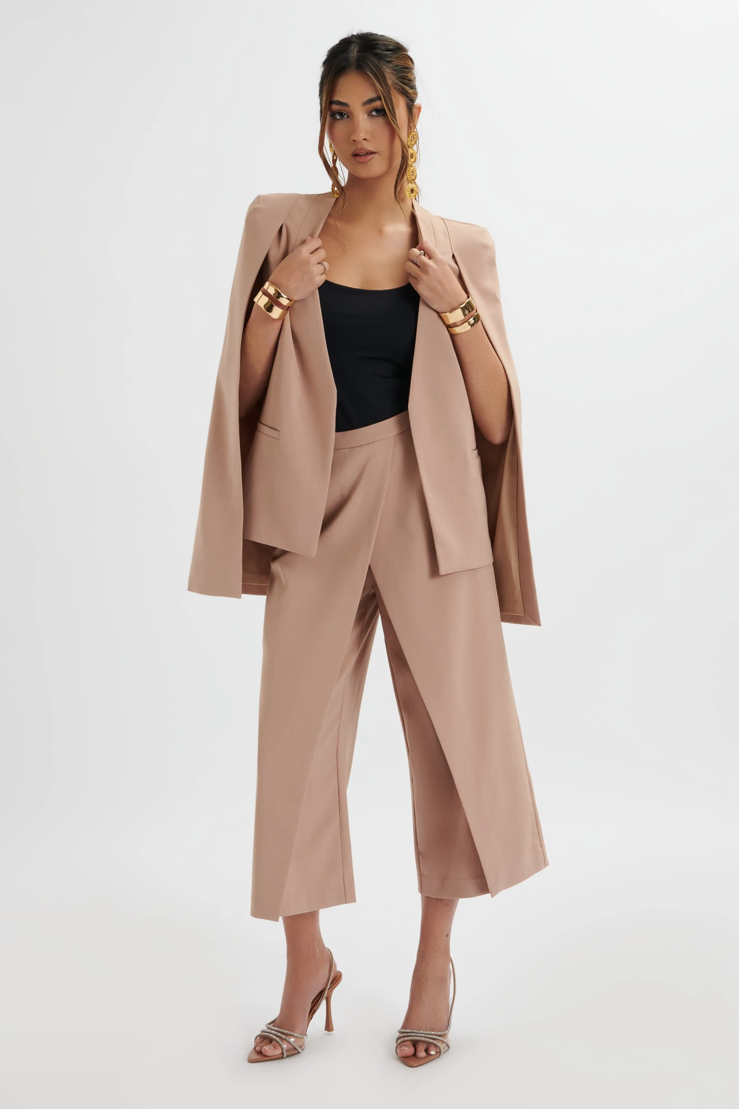 SIYA Wrap Culotte Trousers In Camel