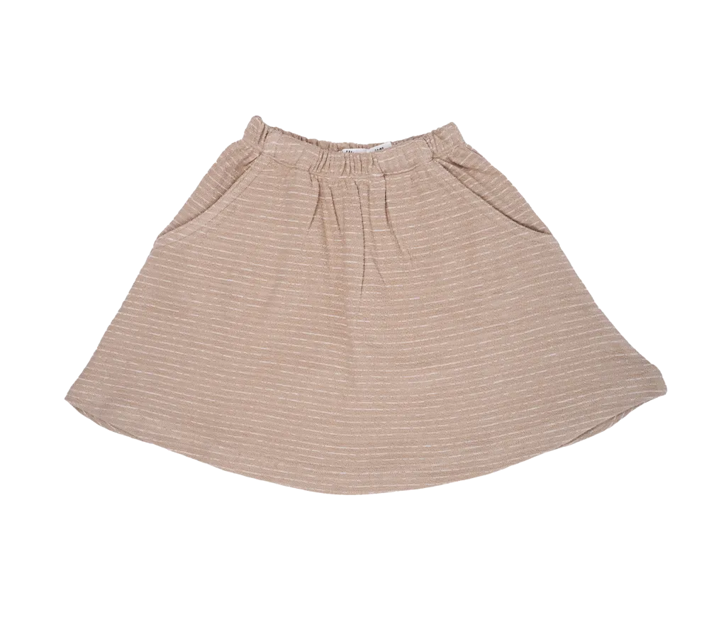 Skirt Rave Mid Length Beige Stripe