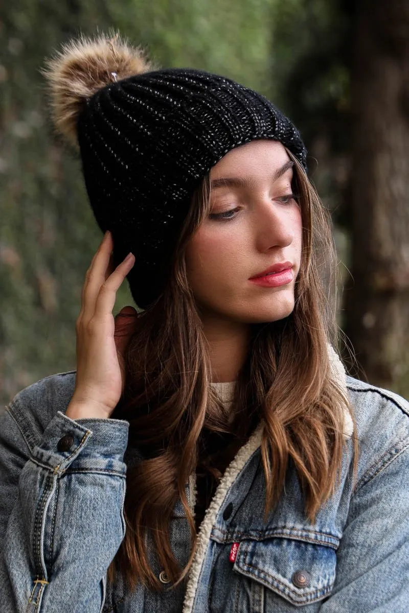 Soft Rib Knit Pom Beanie