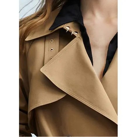 Solid Color Knee-Length Trench Coat