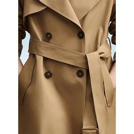 Solid Color Knee-Length Trench Coat