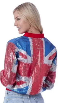 Sparkling Union Jack Sequin Bomber Jacket