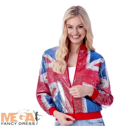 Sparkling Union Jack Sequin Bomber Jacket