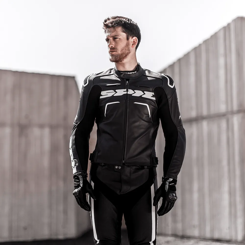 Spidi Evo Rider Leather Sports Jacket - Black / White