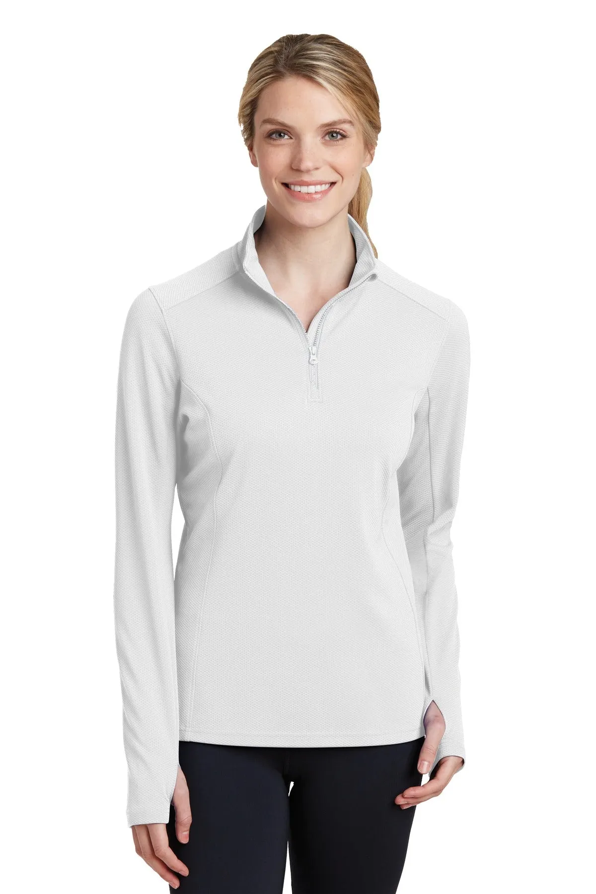 Sport-Tek® Ladies Sport-Wick® Textured 1/4-Zip Pullover.  LST860