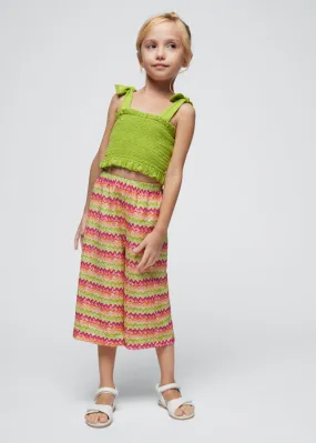 SS24 Mayoral Girls Green & Pink Culottes Set 3540