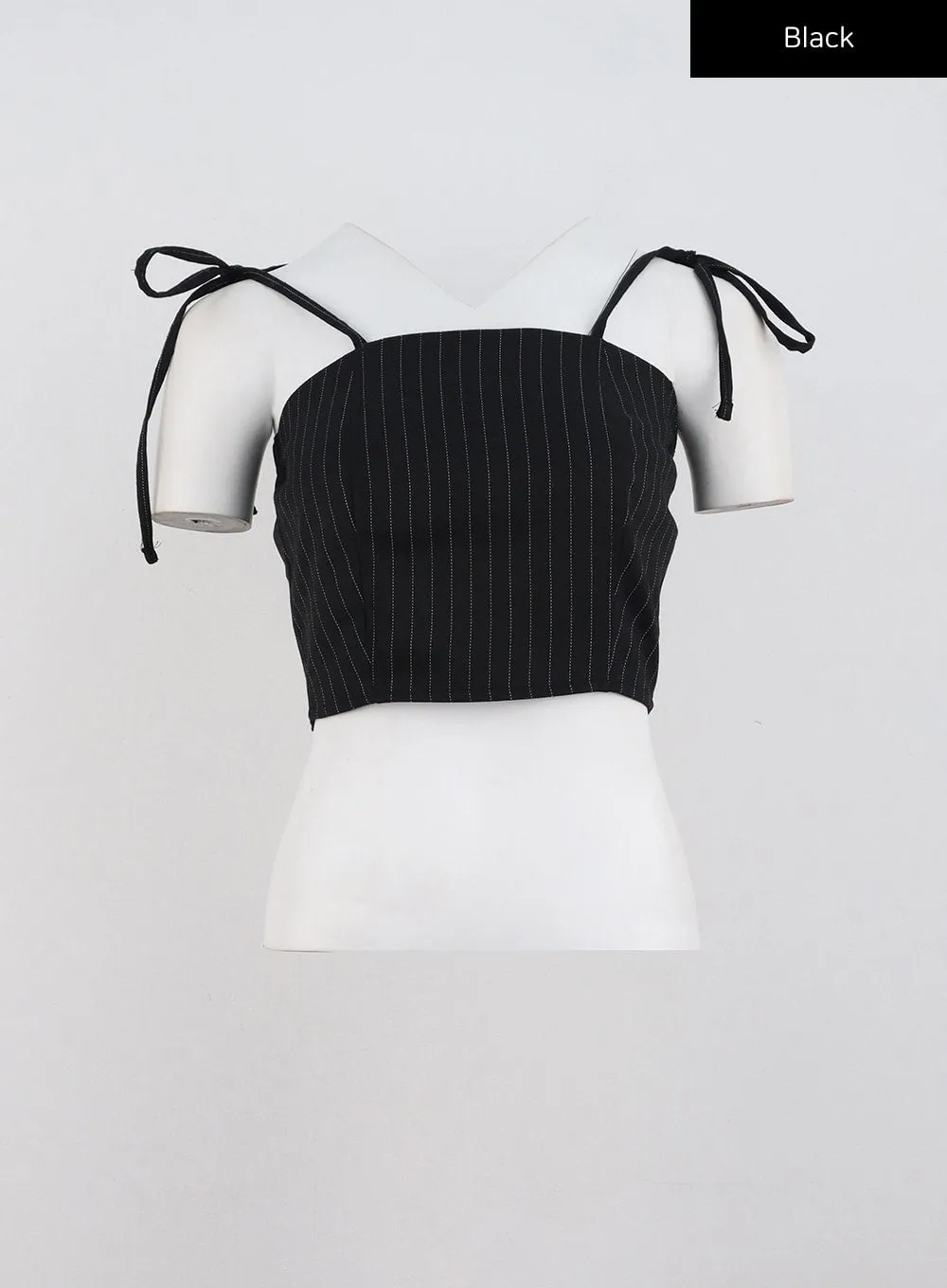 Stripe Strap Shoulder Crop Cami Top CD301