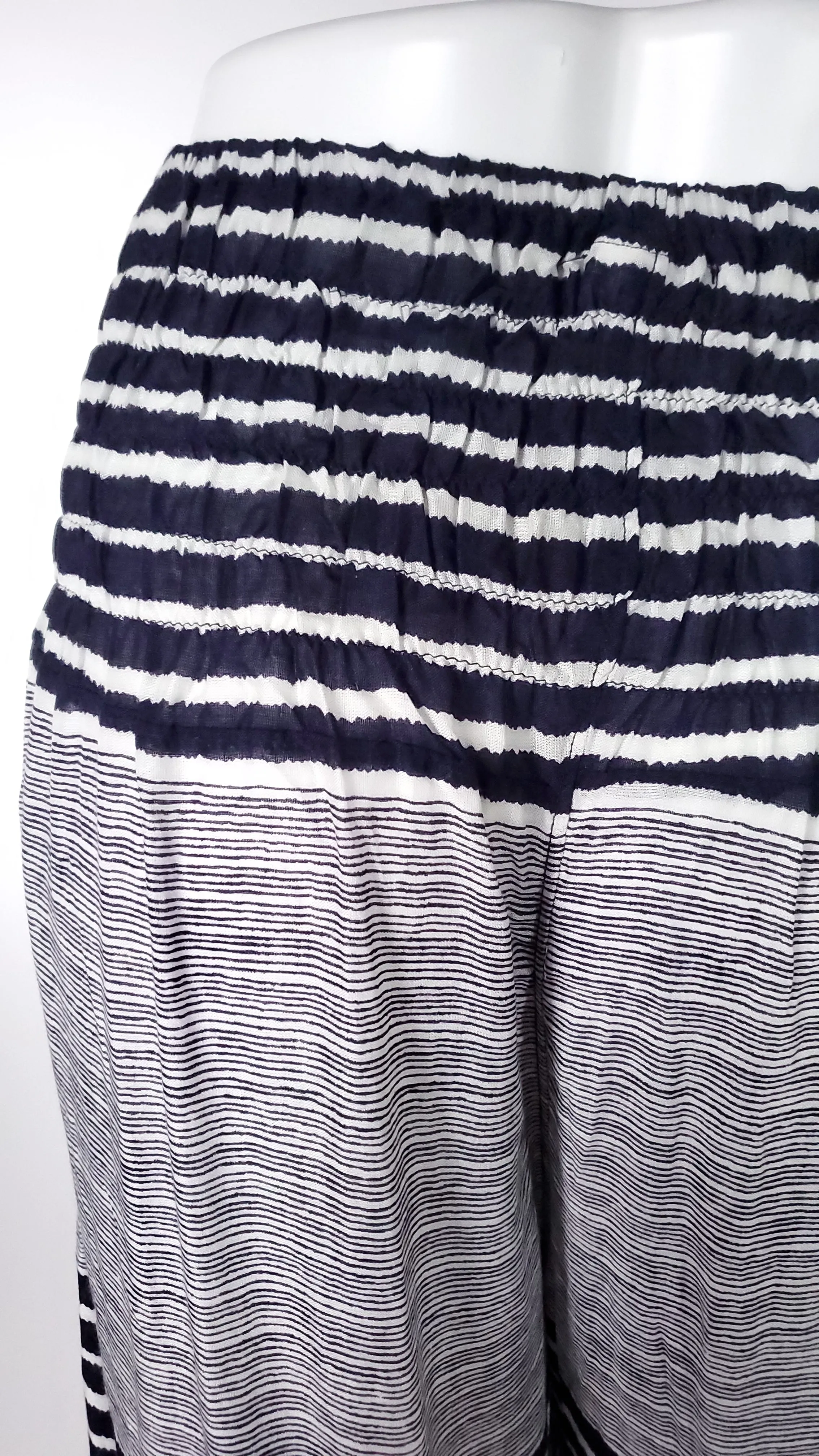 Striped Straight Leg Harem Pants In Dark Blue