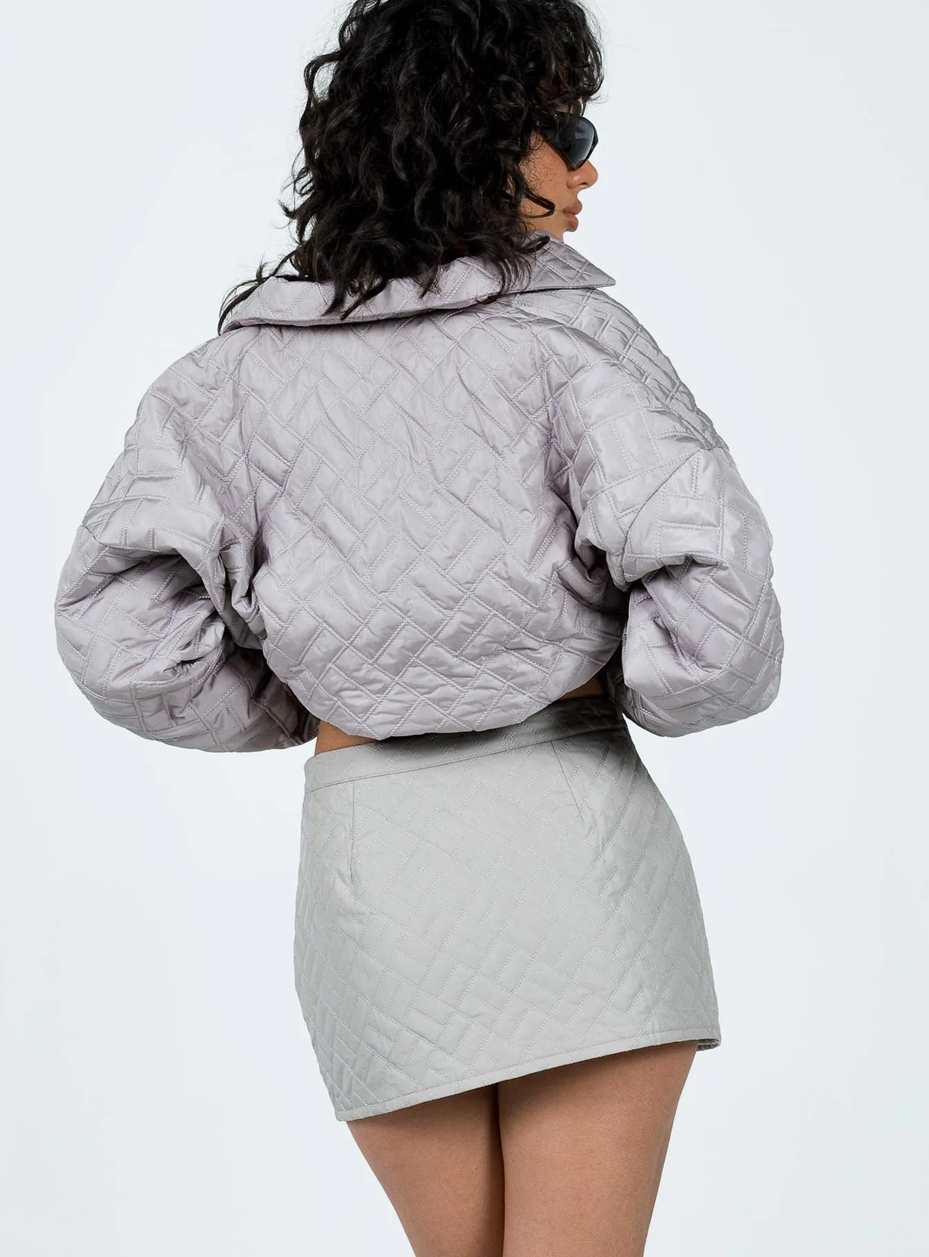 Suffolk Quilted Mini Skirt Grey