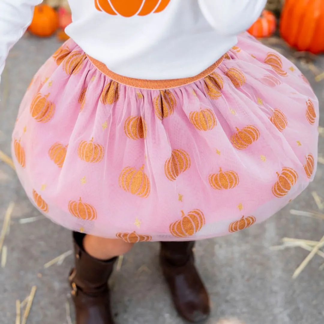 Sweet Wink Girls Pumpkin Glitter Tutu Skirt