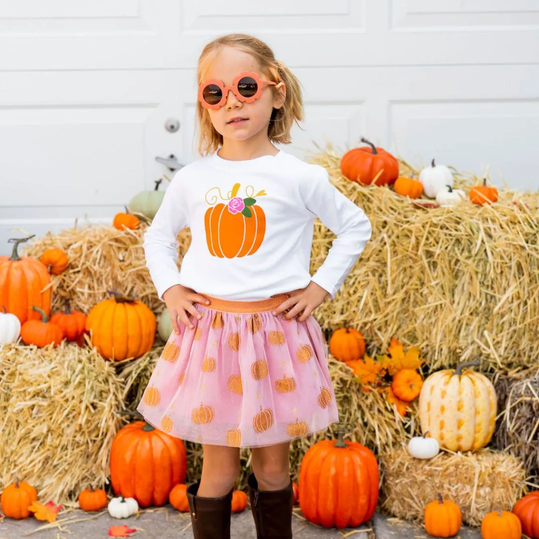 Sweet Wink Girls Pumpkin Glitter Tutu Skirt