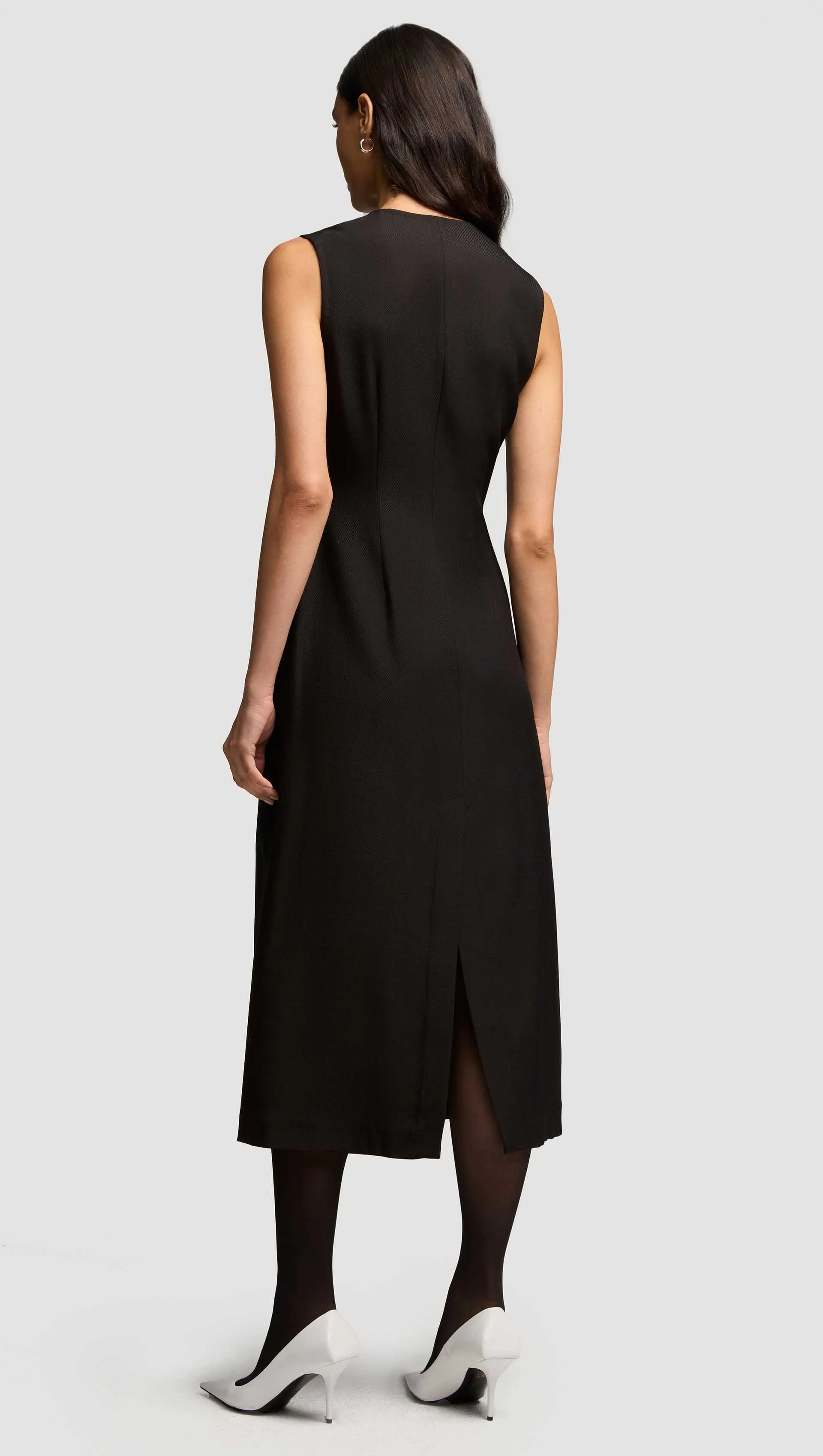 Tailored Dress in Viscose Wool Twill | Black