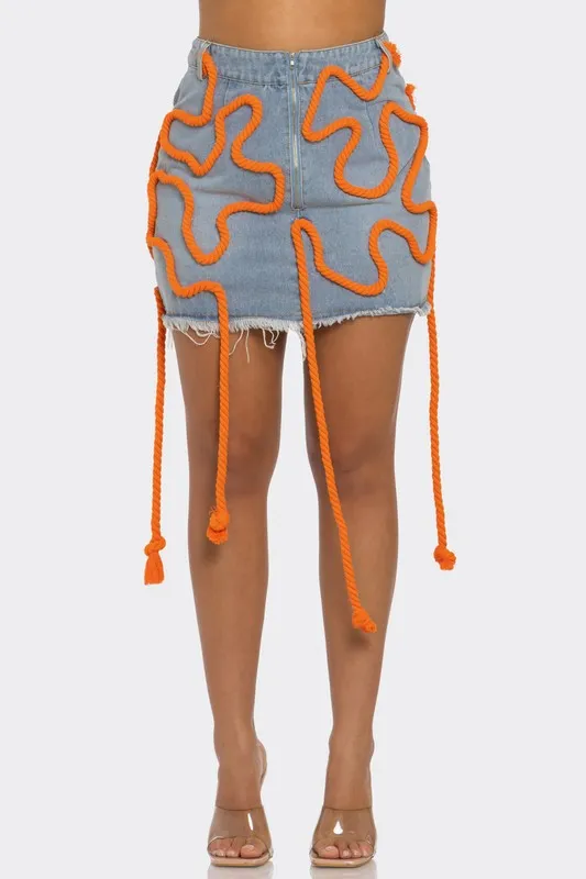 Tangerine Trace Mini Denim Skirt